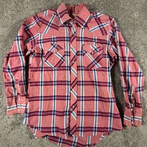Authentic Western Youngbloods Plaid Long Sleeve Pearl Snap Shirt Size M Vintage